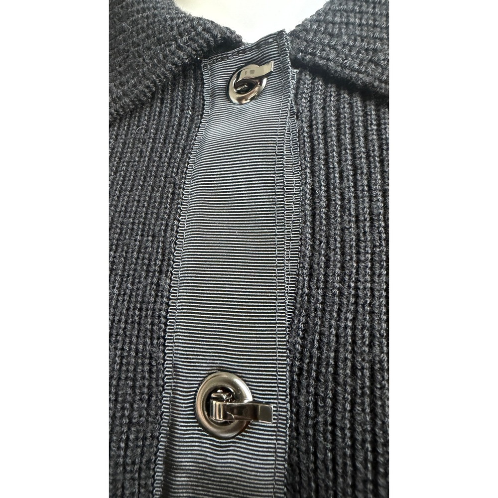 Etcetera Cardigan Black 100% Wool Ribbed Belted Toggle Collared Sweater S - Picture 3 of 9